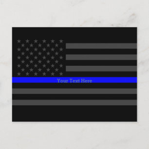 Carte Postale Votre texte Légère Ligne Bleue Noir US Drapeau Mai