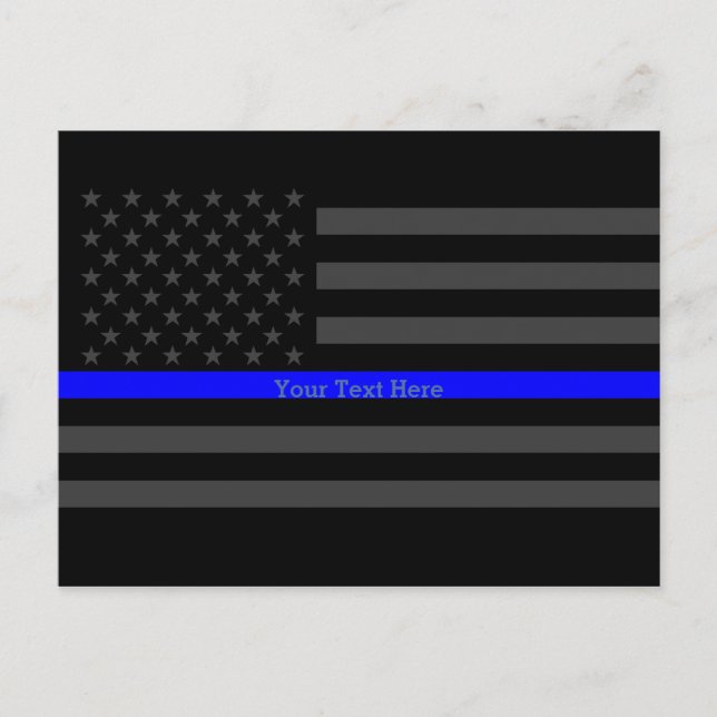 Carte Postale Votre texte Légère Ligne Bleue Noir US Drapeau Mai (Devant)