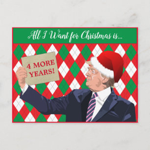 Carte Postale Votre texte Noël Trump 2024 Santa Hat Rouge/Vert