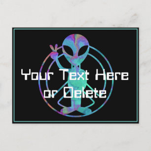 Carte Postale Votre texte Teinture bleue Teinture Alien Paix Sig
