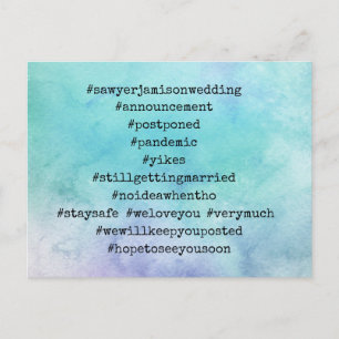 Carte Postale Votre Top 12 Hashtags Mariage aquarellé