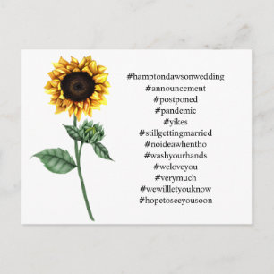 Carte Postale Votre Top 12 Hashtags Mariage reporté Sunflower