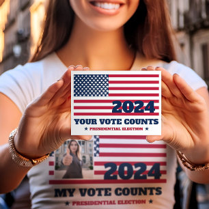Carte Postale Votre Vote Compte Drapeau USA Élection 2024