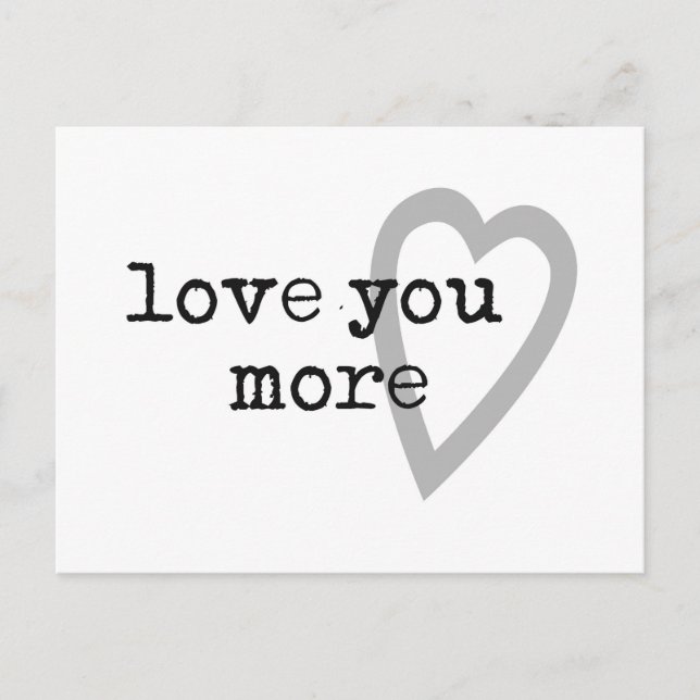 Carte Postale vous aimez plus coeur noir blanc gris moderne (Devant)