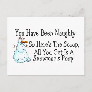 Carte Postale Vous Avez Été Mauvais Snowmans Poop