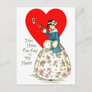 Carte Postale Vous avez la clé de mon cœur, valentine vintage