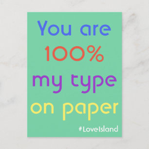 Carte Postale Vous Êtes 100% Mon Type Sur Papier Love Island Car