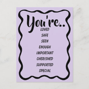 Carte Postale Vous êtes aimé Sûr Vu Lavande Inspirationnel Genti