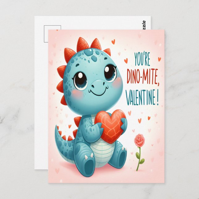 Carte Postale Vous êtes Dinomite Valentine Cute Dinosaur Love (Devant / Derrière)