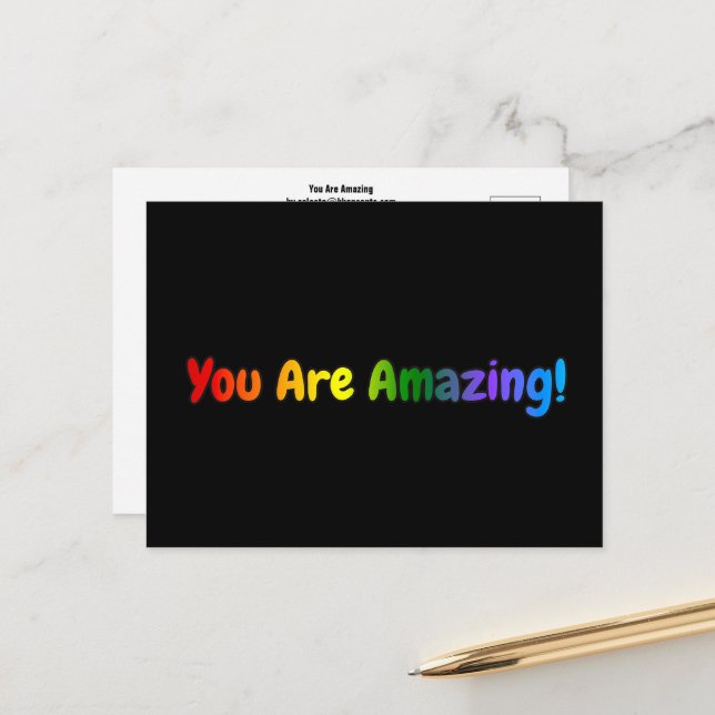 Carte Postale Vous Êtes Extraordinaire Rainbow Text (Devant/Arrière en situation)