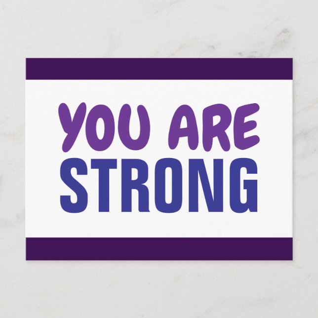 Carte Postale Vous êtes Forte Violet Bleu Persist Encourageur (Devant)