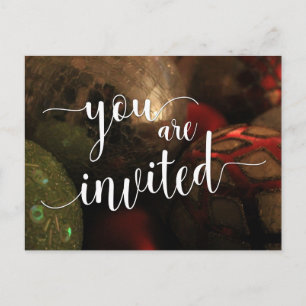 Carte Postale Vous Êtes Invité Fête De Noël, Boules De Verre