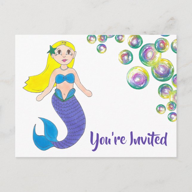 Carte Postale Vous êtes invité Invitation d'anniversaire de sirè (Devant)