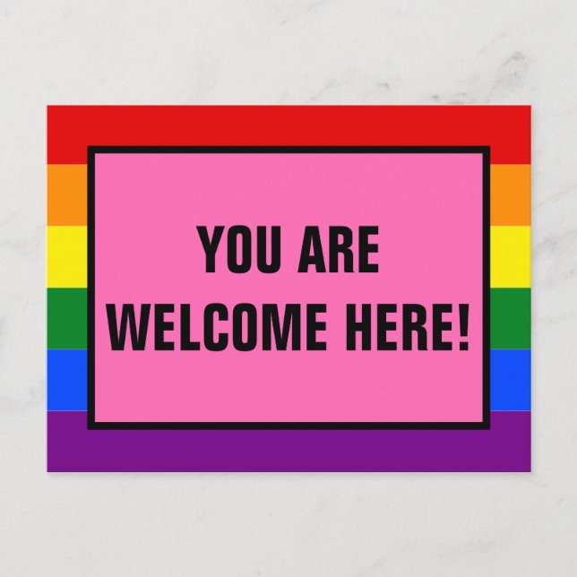 Carte Postale Vous Êtes Les Bienvenus Ici Client LGBTQ Rainbow P (Devant)