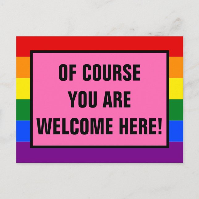 Carte Postale Vous Êtes Les Bienvenus Ici Client LGBTQ Rainbow P (Devant)