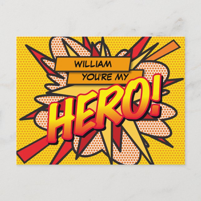 Carte Postale Vous êtes mon HÉROS Fun Retro Bande Dessinée Pop A (Devant)