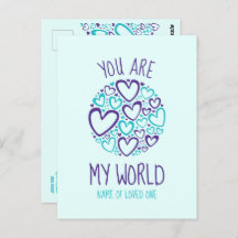 Vous êtes mon monde Bleu Coeurs pourpres pour Aimé