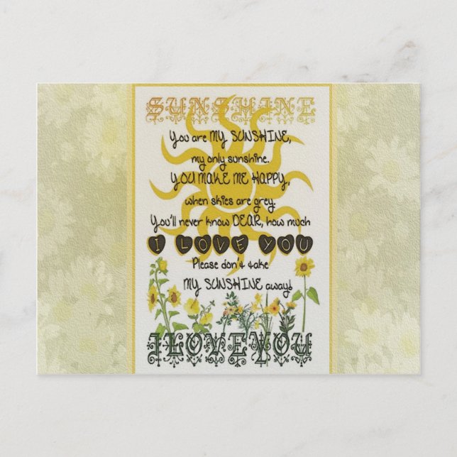 Carte Postale Vous êtes mon soleil (Devant)