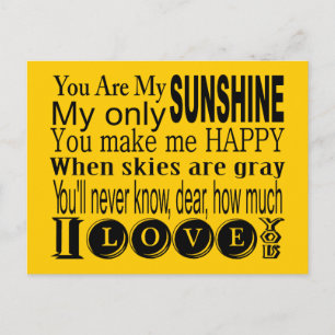 Carte Postale Vous êtes mon Sunshine Vêtements et cadeaux