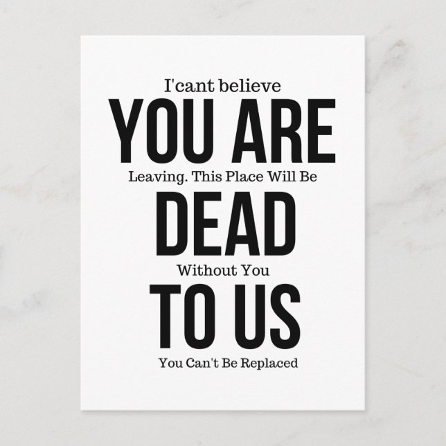 Carte Postale Vous êtes mort pour nous maintenant, Collègue Fare (Devant)