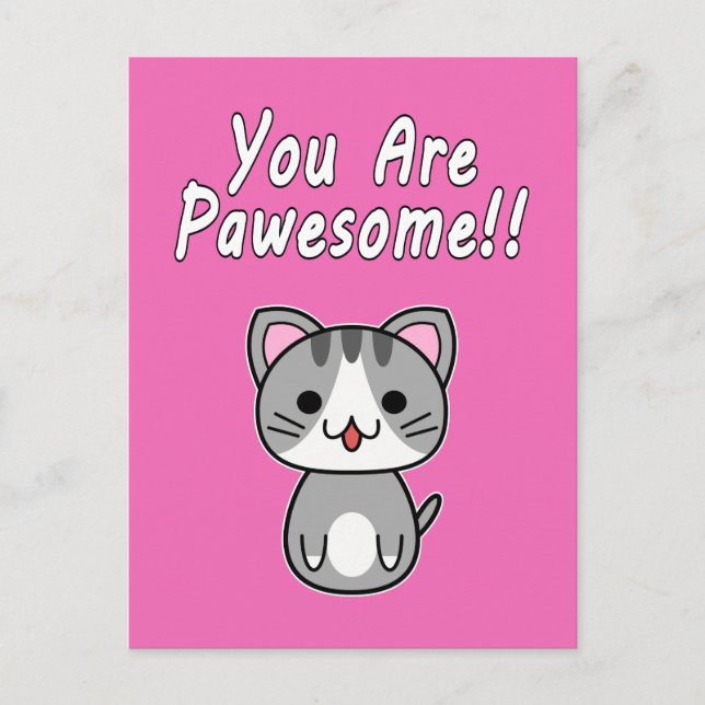 Carte Postale Vous êtes Pawesome!! Chat gris tabby (Devant)