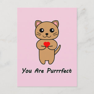 Carte Postale Vous êtes Purrrfect - Fond rose (Vertical)