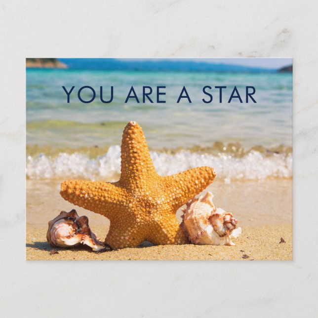 Carte Postale Vous êtes Star Starfish and Seashells sur la plage (Devant)