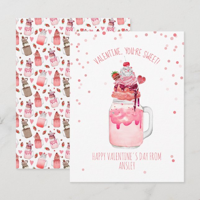 Carte Postale Vous êtes Sweet Valentine Candy Love Milkshake (Devant / Derrière)