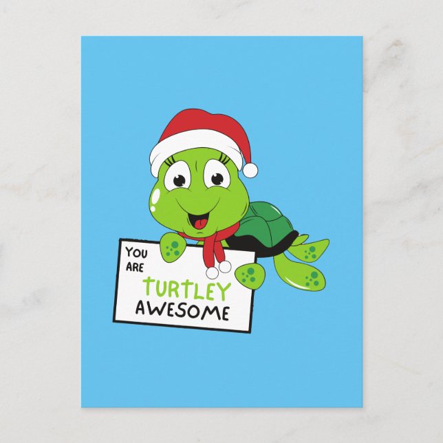 Carte Postale Vous Êtes Turtley Awesome Funny Turtle Puns Bleu (Devant)