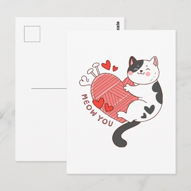 Carte Postale Vous êtes un joli chat à la Saint-Valentin (Devant / Derrière)