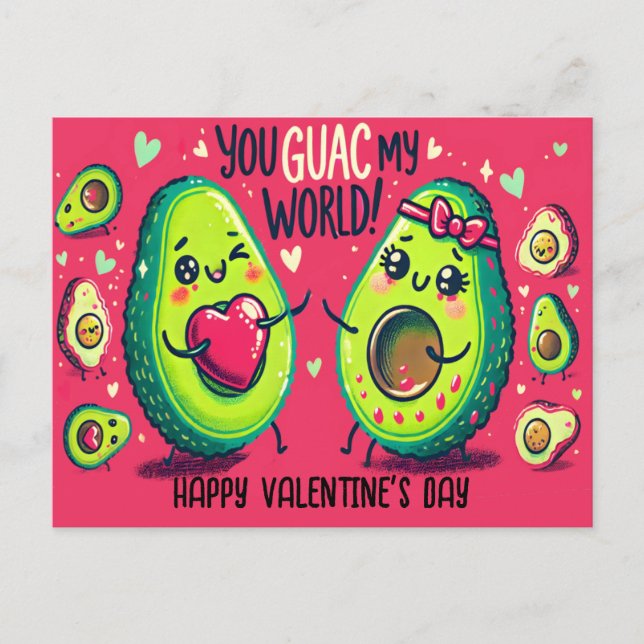 Carte Postale Vous Guac Mon Monde Drôle Avocado Saint Valentin (Devant)