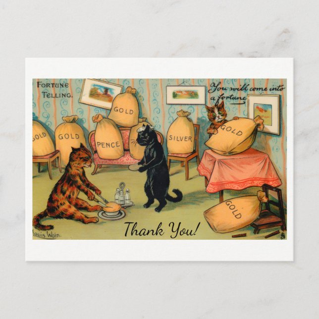 Carte Postale Vous hériterez d'une fortune Chats Merci (Devant)