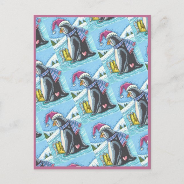 CARTE POSTALE VOUS MANQUANT, LONELLEMENT COEUR PENGUIN WHIMSY VA (Devant)