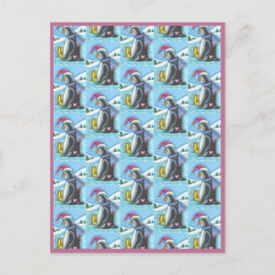 CARTE POSTALE VOUS MANQUANT, LONELLEMENT COEUR PENGUIN WHIMSY VA