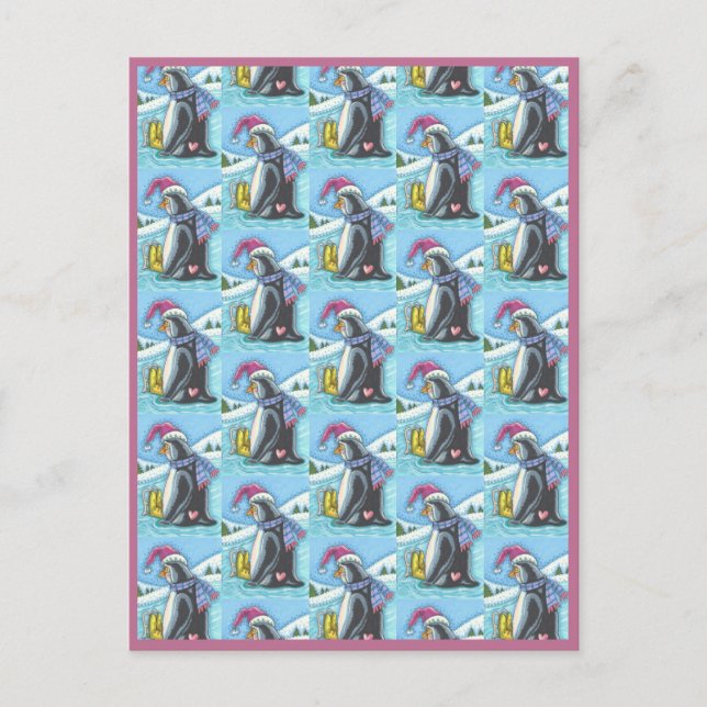 CARTE POSTALE VOUS MANQUANT, LONELLEMENT COEUR PENGUIN WHIMSY VA (Devant)