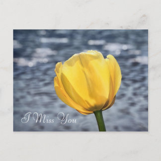 Carte Postale Vous manquez avec une fleur de tulipe jaune et de 