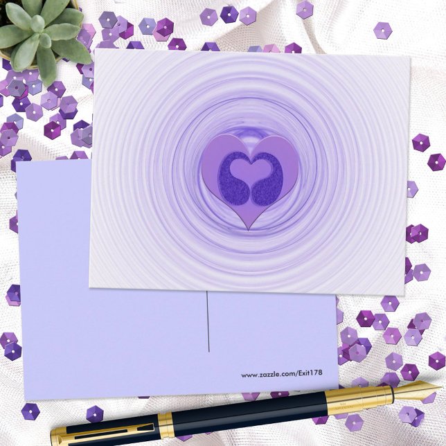 Carte Postale Vous manquez Double Cœur Violet Art Spirale (Créateur téléchargé)