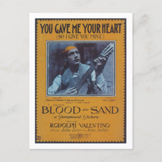 Carte Postale Vous M'Avez Donné Votre Coeur Vintage Songbook Cou