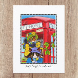 Carte Postale Vous me manquez Téléphone Funny Chat Personnalisé<br><div class="desc">"N'oublie pas de m'appeler". Carte postale de chat mignonne avec deux chatons bien habillés en train de téléphoner à la maison! Vous pouvez customiser le texte si vous souhaitez ajouter votre propre légende.</div>