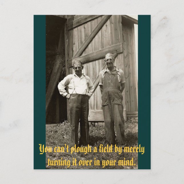 Carte Postale Vous ne pouvez pas labourer un champ en le (Devant)