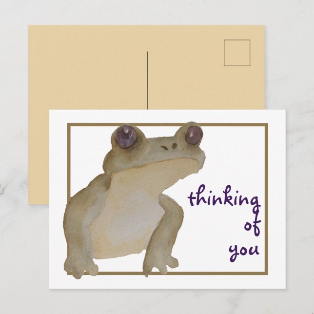 Carte Postale Vous pensez à l'aquarelle grenouille (Devant / Derrière)