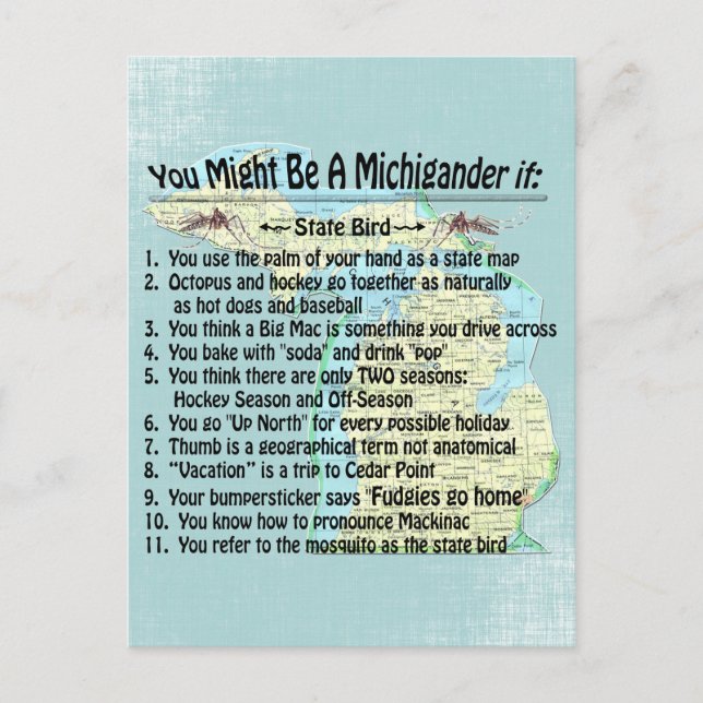 Carte Postale Vous Pourriez Être Un Michigander Si : (Devant)