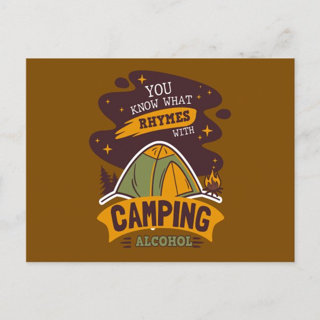 Carte Postale Vous Savez Ce Qui Récit Avec L'Alcool Camping (Devant)