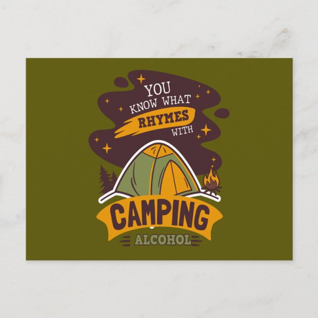 Carte Postale Vous Savez Ce Qui Récit Avec L'Alcool Camping (Devant)