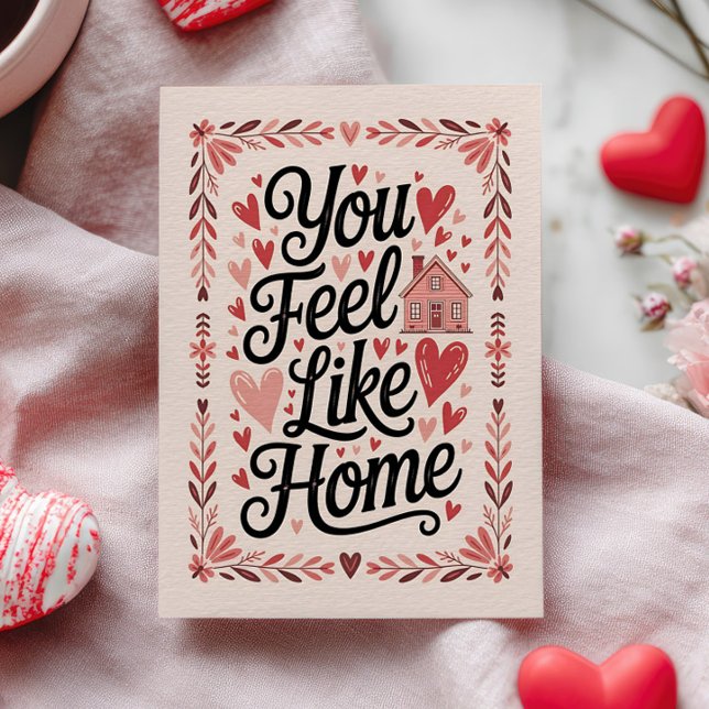 Carte Postale Vous vous sentez comme chez vous Rose Élégant Sain (Créateur téléchargé)