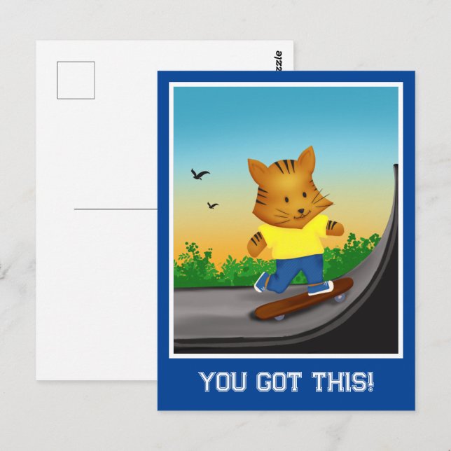 Carte Postale Vous Y Êtes Arrivé Tiger Skateboarding (Devant / Derrière)