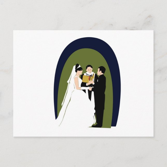 Carte Postale Vows, Mariée, Groom et Officier (Devant)
