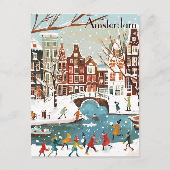 Carte Postale Voyage à Amsterdam en hiver (Devant)