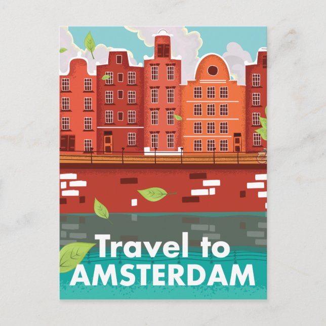 Carte Postale Voyage à Amsterdam poster vintage (Devant)
