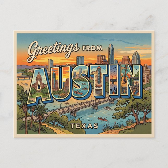 Carte Postale Voyage à Austin Texas (Devant)